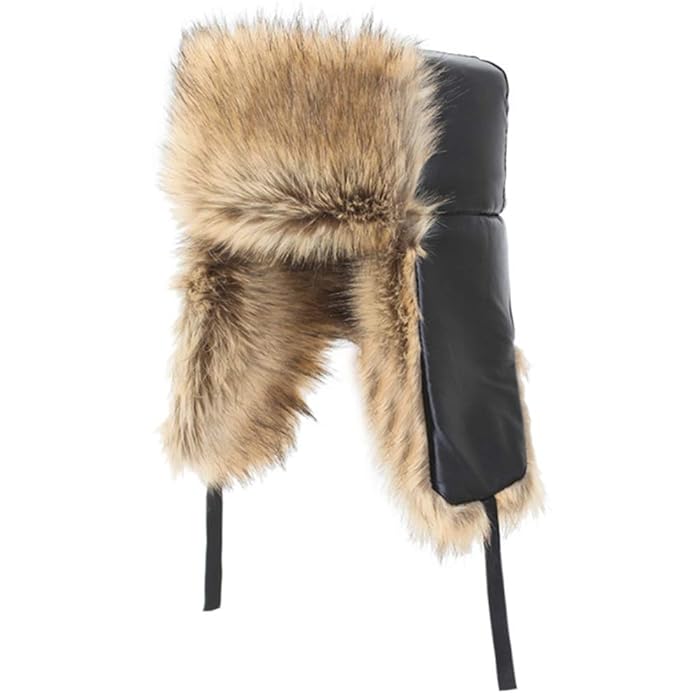 Buy Unisex Winter Bomber Hats, PU Trapper Trooper Warm Hat, Ushanka