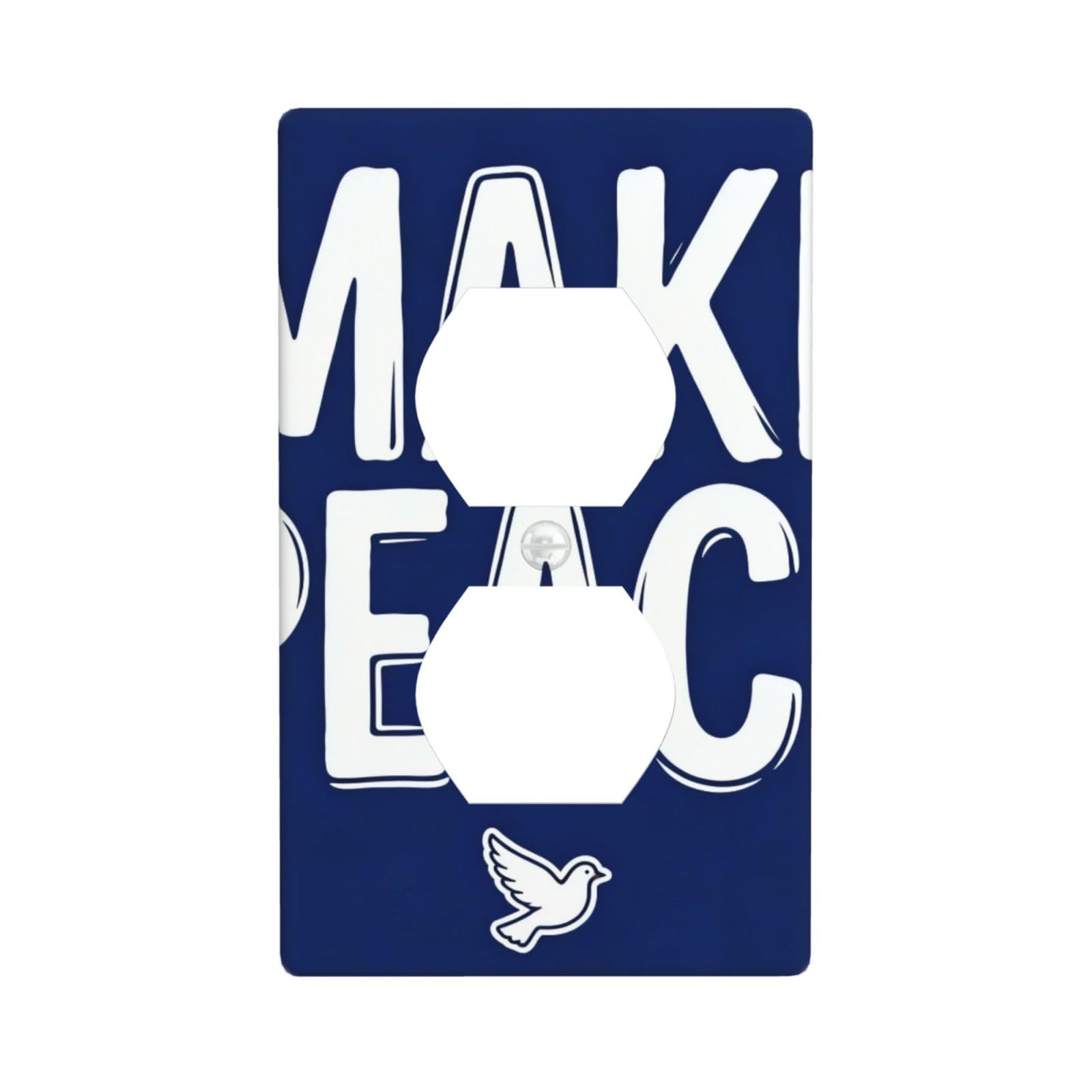 Cntdbu White Make Peace Text Unbreakable Polycarbonate Switch Plate-1 Gang Screwless Wall Plate For Home Office