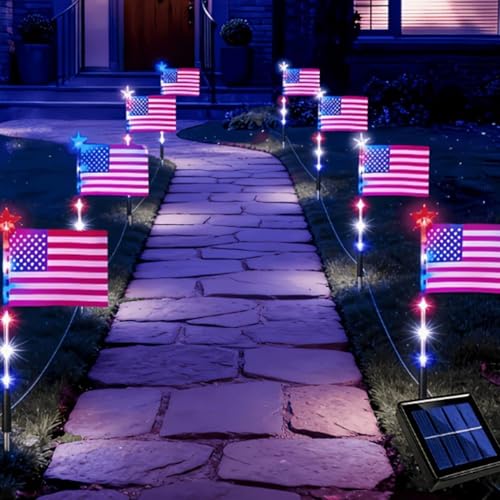 Lumière solaire drapeau américain pour décoration de jardin et allée extérieure