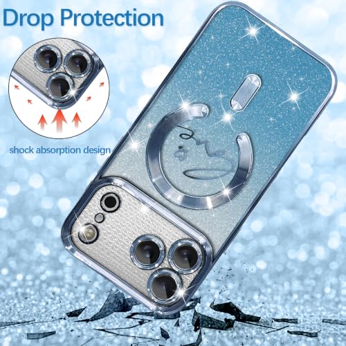 Image of ZIYE Magnetic Case Designed for iPhone 18 Pro Max Max Glitter Case -Blue