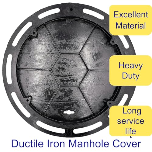 Image of Cast Iron Manhole Cover and Frame, Round Black 20 In