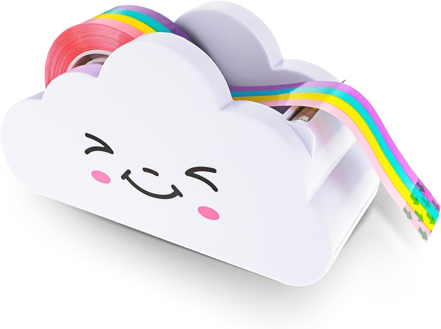 White Tape Desk Dispenser Cute Tape Dispenser Cloud Tape Cutter with Rainbow Novelty Tape Dispenser Holder for Home School Office Stationary Wrapping Craft Packaging Supplies