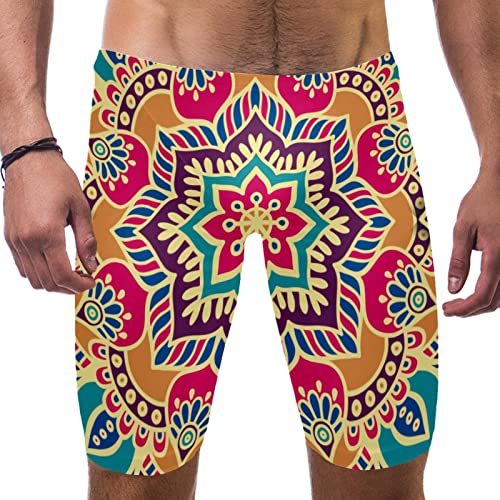 Traje de baño de pierna cuadrada con estampado étnico para entrenar en la playa