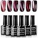 Gellen New Trend 3D Cat Eye Gel Polish - Pack of 6 Colors Red Series + Free Magnet Wand