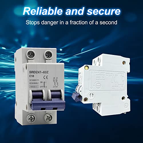 DC Leitungsschutzschalter Mini, 2P 1000V Leitungsschutzschalter 16A, DZ47-63Z PV Anlage DC Trennschalter, Sicherungsautomat