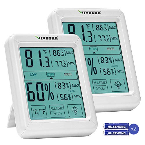VIVOSUN 2 Pack Digital Indoor Thermometer and Hygrometer with Humidity Guage, Accurate Temperature