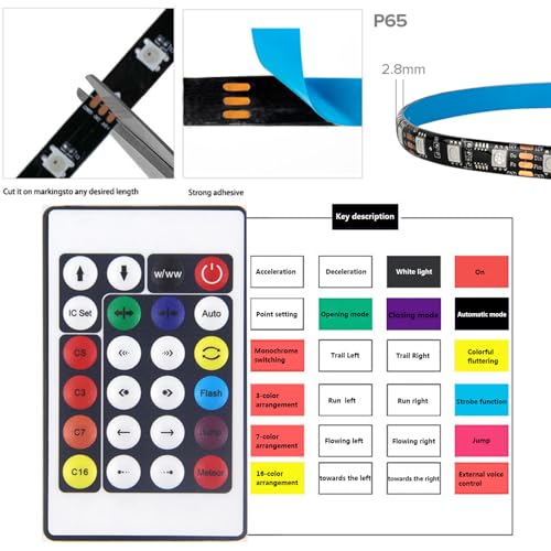 Tira LED RGB WS2812B 2 m Flexible Negro IP44 USB 5V miniatura 6