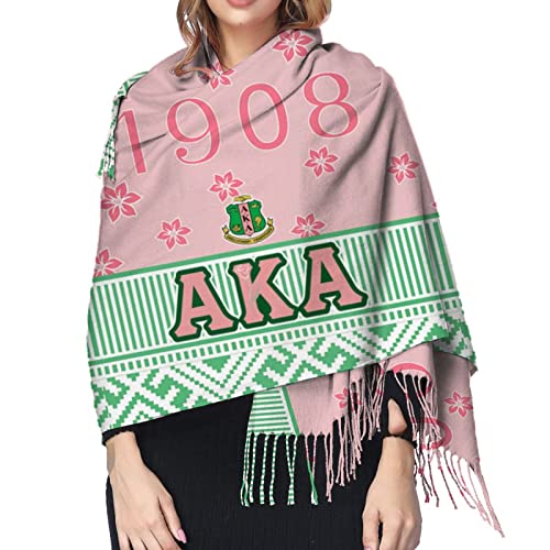 AKA Scarf Womens Summer Pashmina Shawl Wrap Soft Cozy Sorority Gift Scarves for Women Black One Size