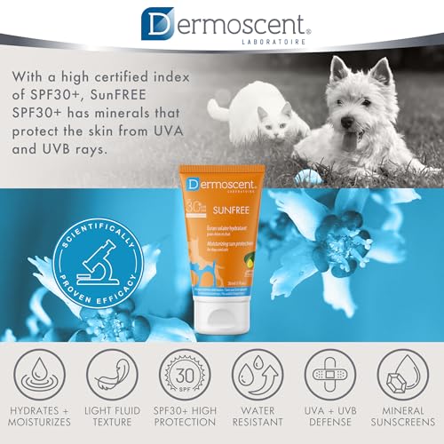 SunFREE | Mineralischer Sonnenschutz für Haustiere | Feuchtigkeitsspendender Schutz für Hunde und Katzen | UVA/UVB-Schutz | Nicht fettende Formel | Ideal für empfindliche Haut und helle Fellfarben
