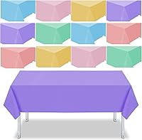 Vista 1 de Frienda 12 manteles de plástico desechables de colores surtidos, manteles rectangulares de plástico desechables para fiestas temáticas, cumpleaños
