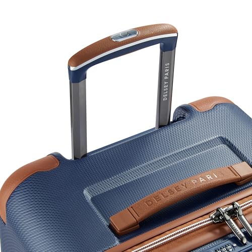 Image of DELSEY PARIS Chatelet Air 2.0 Checked Luggage Trunk 26 Inch, Hardside Polycarbonate Suitcase, Dual-Density Spinner Wheels, TSA Lock, Navy Blue