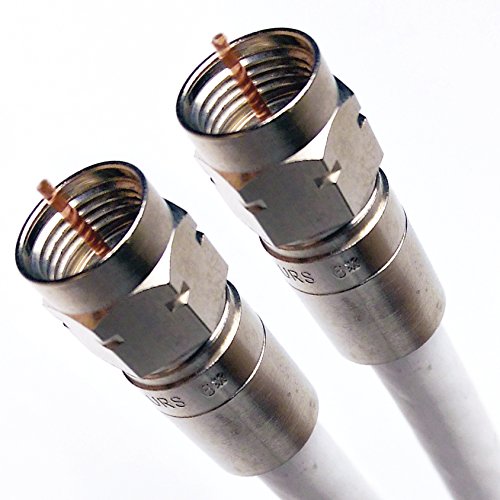 PHAT SATELLITE INTL 25ft White Quad Shield RG6 Coax 3GHz CL2 UV Resistance Jacket Indoor Outdoor Digital Satellite Cable 18AWG 75 Ohm Anti-Corrosion Nickel Compression Connectors Assembled in USA