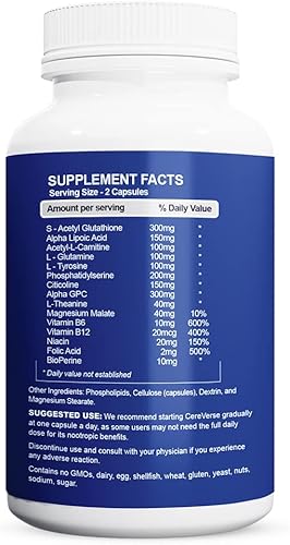 Miniatura 2 de Elevate Brain Health Fórmula liposomal CereVerse para el bienestar cognitivo y el apoyo a la concentración - Alpha GPC - S-acetil glutatión,