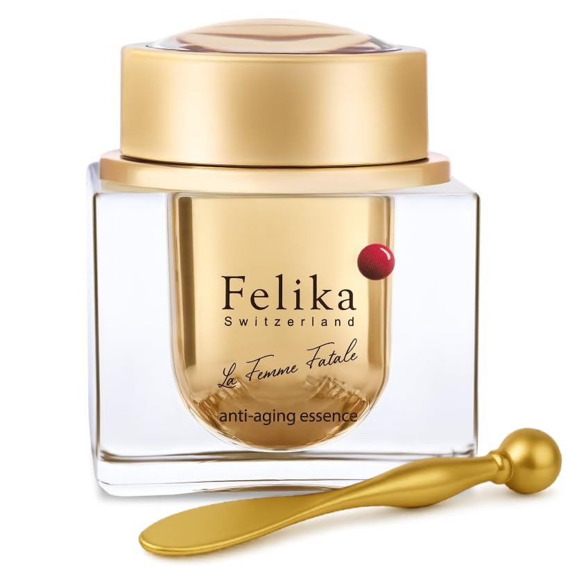 Felika Anti-Aging Essence - Luxury Swiss Serum with Vitamin C, Niacinamide, and Apple Stem Cells for Wrinkle Reduction and Skin Firmness - 50ml, 1.69 Fl Oz