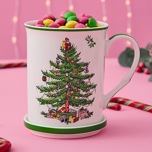 Spode-Christmas-Tree-14-oz-Mug-Coaster-Set-Ceramic-Mug-with-Coaster-for-Tea-Coffee-Hot-Chocolate-Fine-Porcelain-Dishwasher-Microwave-Safe-Mug-Coaster-Gift-Set