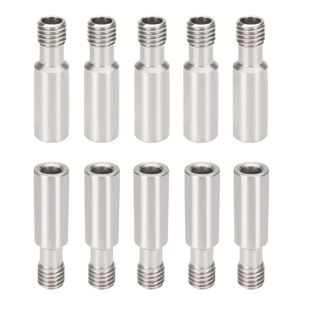 Befenybay 10Pcs Stainless Steel M6 Thread HeatBreak Throat for Ender 3 Series,CR10 Series 3D Printer (Stainless Steel)