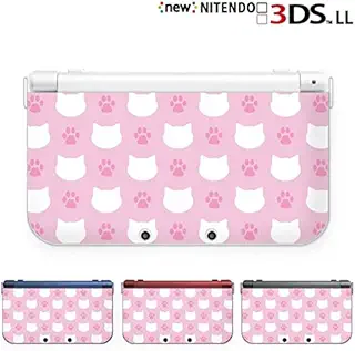 new Nintendo 3DS LL 対応 カバー ケース ハード にゃんこドット ねこ 肉球 かわいい ピンク