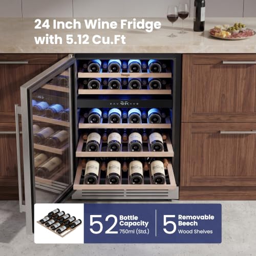 Image of Yeego 24 Inch Dual Zone Wine Fridge with 52 Bottle, Left-Hinged