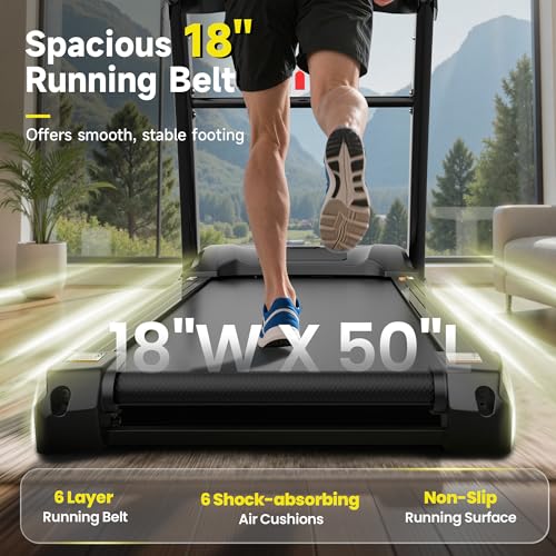 Image of Incline Treadmill for Home 400 lbs Capacity, Folding Treadmill with APP Control, 15% Auto Incline or 6% Manual Incline, 7.5MPH or 10MPH, 16'' or 18'' Wide Belt, Safety Handrail, 64 Programs