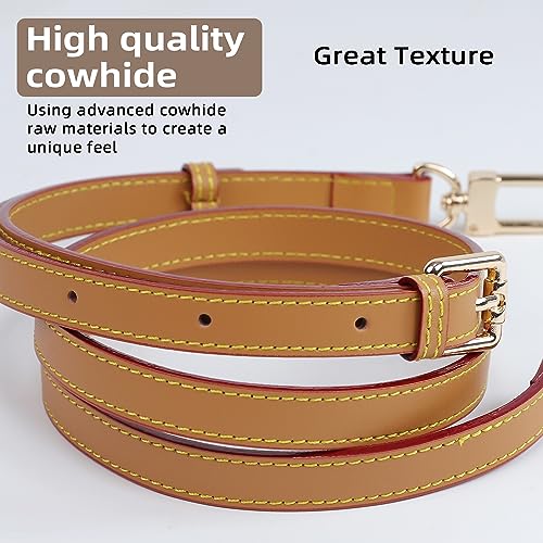 Image of Vachetta Leather Strap for Speedy bag, Multi length Handmade Adjustable Cowhide Crossbody Purse Strap for Handbag 【0.47 Inch Wide, Beeswax】