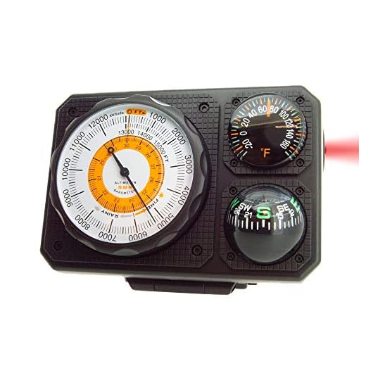 Sun Company Navigat'r 6 - Six-Function Dashboard Instrument for Car and Truck | Altimeter, Barometer, Ball Compass, Thermometer, LED Light, Signal Mirror