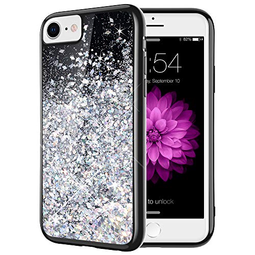 Caka iPhone 6 6S Case, iPhone 6 7 8 Glitter Case Starry Night Series Bling Flowing Floating Luxury Liquid Sparkle Soft TPU Glitter Case for iPhone 6 6S 7 8 (4.7 inch) (Silver)