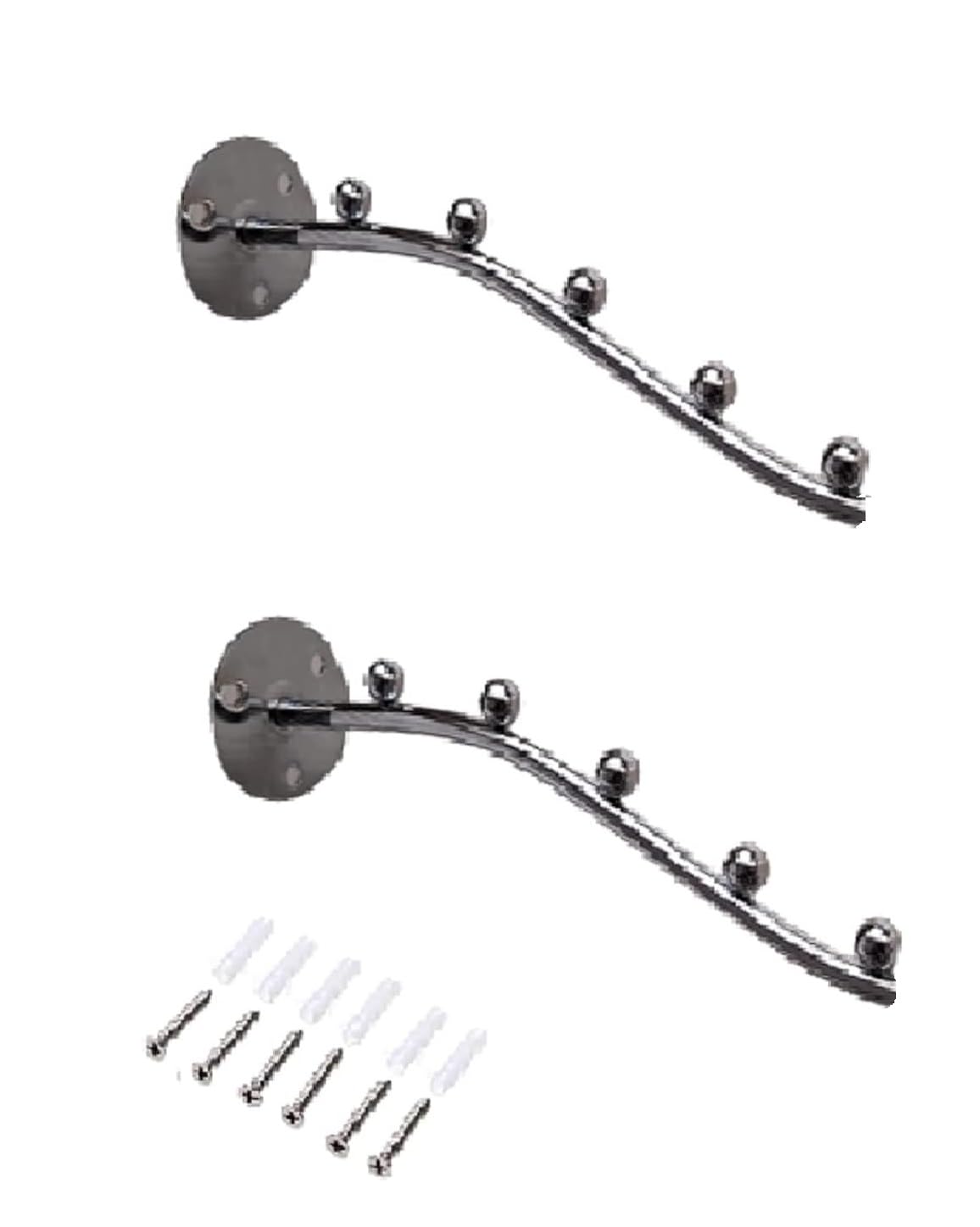 Q1 Beads Stainless Steel Wall Mount 5 Ball Pin Hooks Drope Hanger for Furniture Wardrobe/Cupboard/Shop/Showroom, Boutique Hanging Accessories - Pack of 2 (B083W6B2V1) Amazon Price History, Amazon Price Tracker