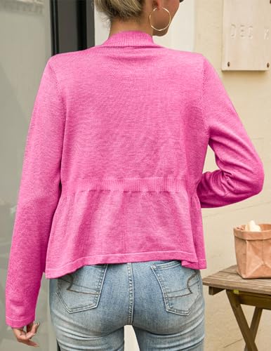 Womens Cardigan Sweaters, Button Up Lightweight Blazers Sweater, Open Front Peplum Jacket Fall Coat for Work 20254