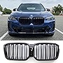 Double Slat Glossy Black Performance M-Look Style Kidney Grille with Camera Hole Compatible with BMW X3 LCI Facelift G01 2022 2023 Front Hood Grill Insert Replacement