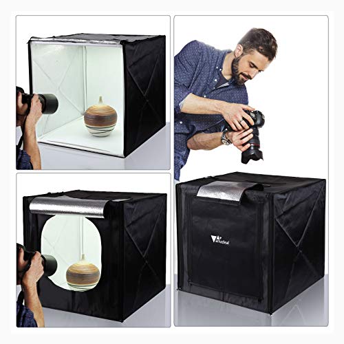 Amzdeal Light Box for Photography 20in Brightness Adjustable Shooting Tent with LED Light 4 Backdrops (White Black Orange Grey)