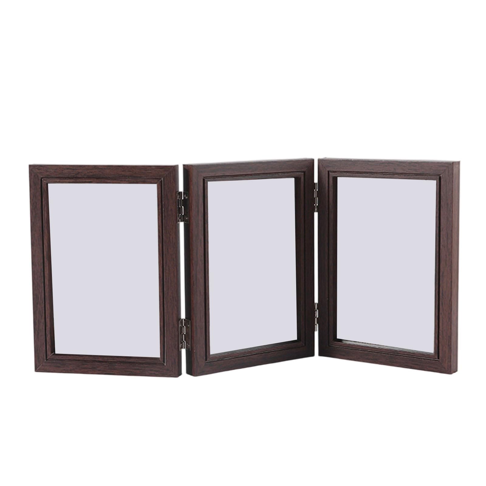 2/3 Folding Accordions Picture Frame Foldable Hinged Collage Photo for Tabletop Display Multiple Family Pictures Multiple Wooden Desk Picture