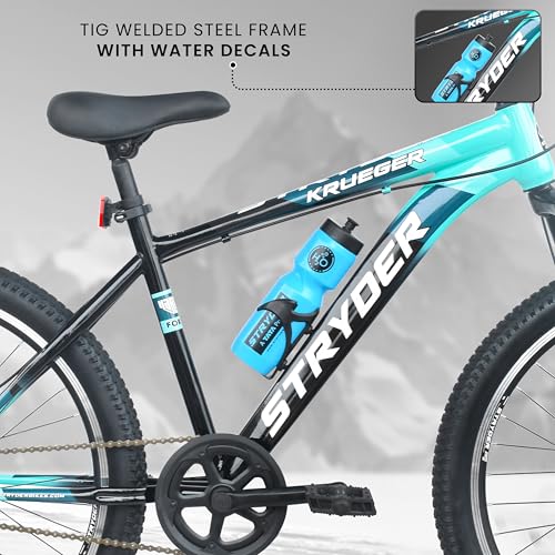 Image of Stryder 26T Krueger Mountain Cycle for Adults |Front Suspension | Dual Disc Brakes | Welded Steel Frame | Double Wall Alloy Rims | Unisex Bicycle (90% Assembled) (Teal::Green)