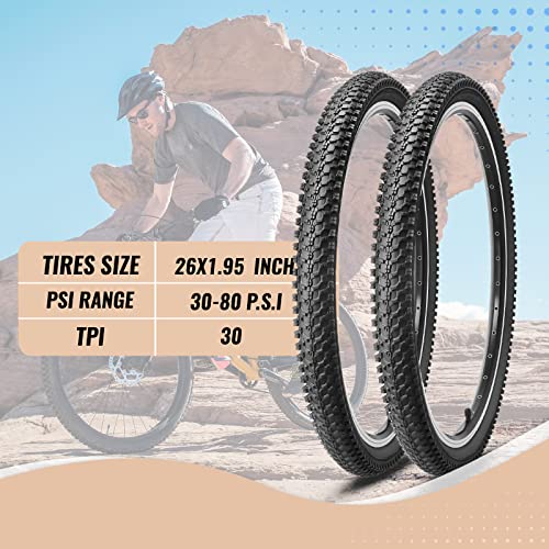 Mohegia 26 Inch Bike Tire Replacement Kit For Mountain Bike Tires 26 X 1.95 With Inner Tubes And Tire Levers (2 Packs) #TOP2
