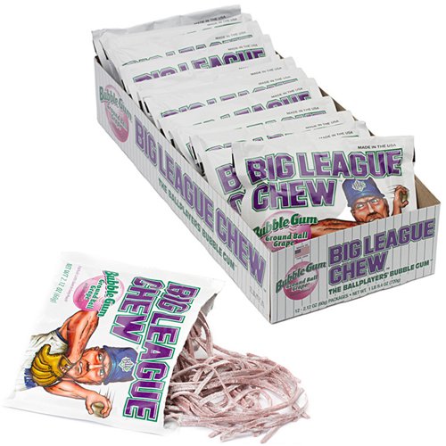 Big League Chew, Ground Ball Grape Bubble Gum, 2.12-Ounce Pouches (Pack of 12)