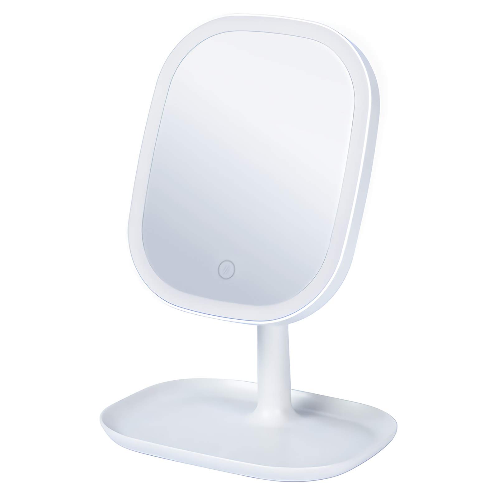 Espejo cosmético espejo de maquillaje LED recargable 3 colores de luz y espejo de tocador giratorio de 180° Pantalla táctil inteligente desmontable portátil de viaje con luz