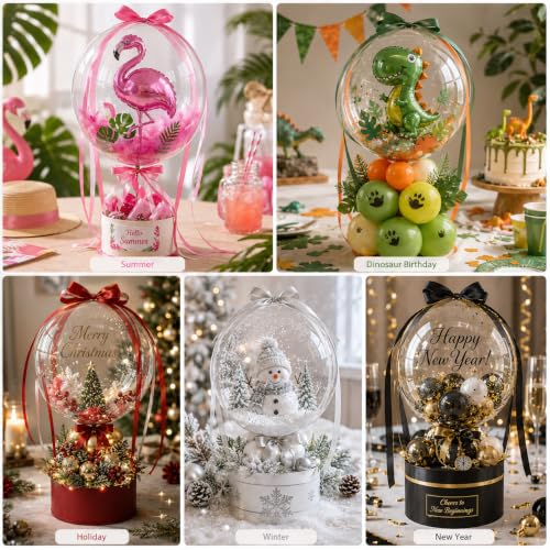 Image of Togvu Bobo Balloons, 20Inch Large Clear Balloons for Stuffing, 20Pcs Helium /Air Transparent Bubble Balloon for Birthday Graduation Valentines Wedding Christmas Party DIY Decorations