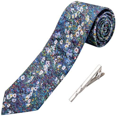 Image of Barry.Wang 100% Cotton Floral Ties for Men 63 inch Extra Long Necktie Clip | Fashion Cotton Printed Neckties,Wildflower 2.76 inch Ties Skinny,Gift Box,Groomsmen Wedding Engagement Graduation