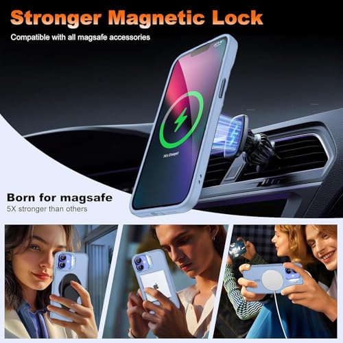 Image of Elzzi Kickstand Case for iPhone 16 Case Compatible with MagSafe, Built-in Adjustable Camera Guard Stand, Translucent Matte Anti-Fingerprint Heavy Duty Shockproof Phone Cover - Official Blue