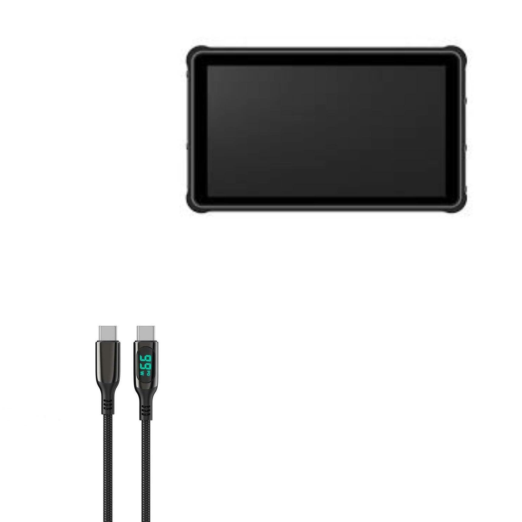 BoxWave Cable Compatible with Ruggtek RTA 308 - PowerDisplay PD Cable (6ft) - USB-C to USB-C (100W), LED Display 6 Foot PD Braided Nylon Cable for Ruggtek RTA 308 - Jet Black