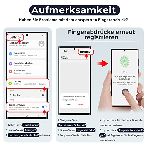 LK Schutzfolie für Samsung Galaxy S22 Ultra, 3 Stück Schutzfolie[Nicht-Glas], Vollständige 3D-Gewölbte Fingerabdruck-ID Displayfolie… – Ansicht 4