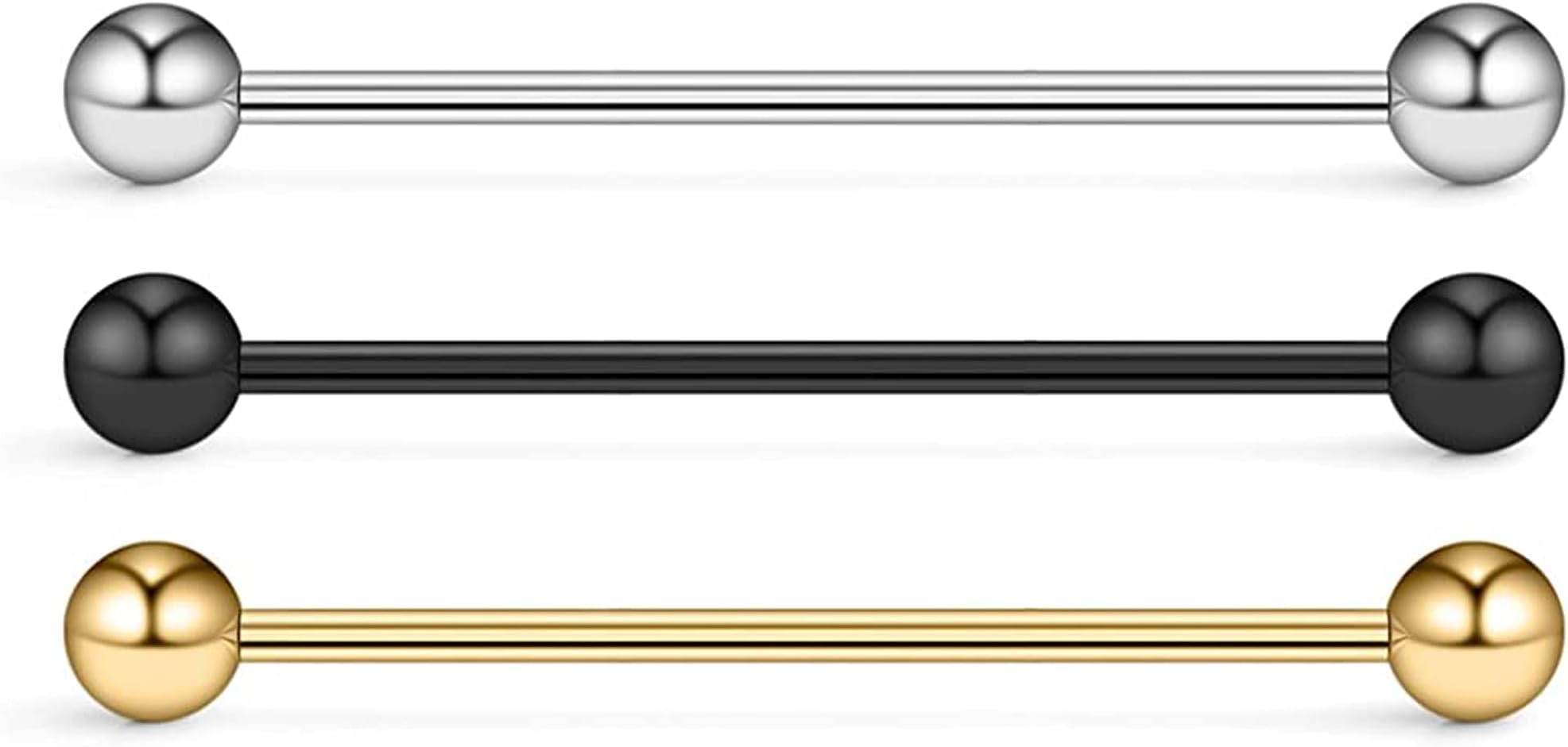 Via Mazzini 316L Surgical Steel Upper Ear Industrial Barbell Piercing Ear Studs For Men And Women (ER1303) 3 Pcs