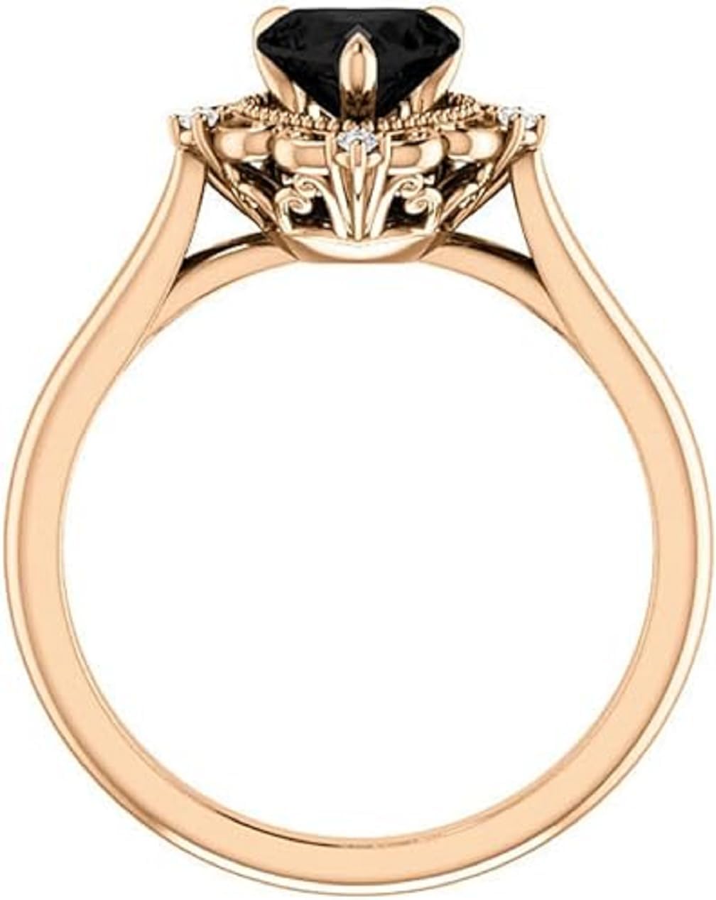 1 CT Heart Cut Black Diamond Engagement Ring for Women | Filigree Vintage Halo Antique Wedding Ring Set | Handmade Moissanite/Onyx Jewelry | Silver/Gold Anniversary Ring for Her/Gifts