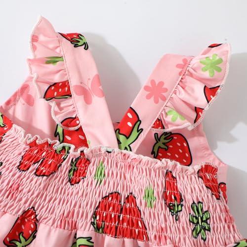 Baby Girls Tiered Dress Flutter Sleeve Twirly Unicorn Sundress Kids Cute Outfits Toddler Summer Dresses 2-8 Years Old4