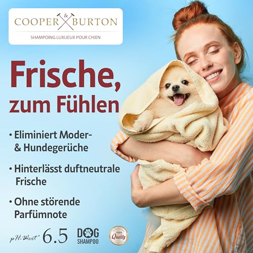 COOPER & BURTON Teebaumöl Hundeshampoo SPARSET 2X 500ml | Shampoo für Hunde gegen Juckreiz Flöhe Zecken Milben Fellpflege & Fellglanz Pflegend | pH-hautschonend für alle Felltypen
