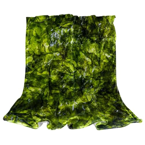 Couverture polaire feuille verte 150x100 cm plaid de canapé