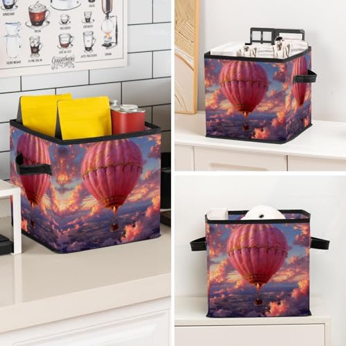 Panier de rangement durable en cuir et textile rose - 8