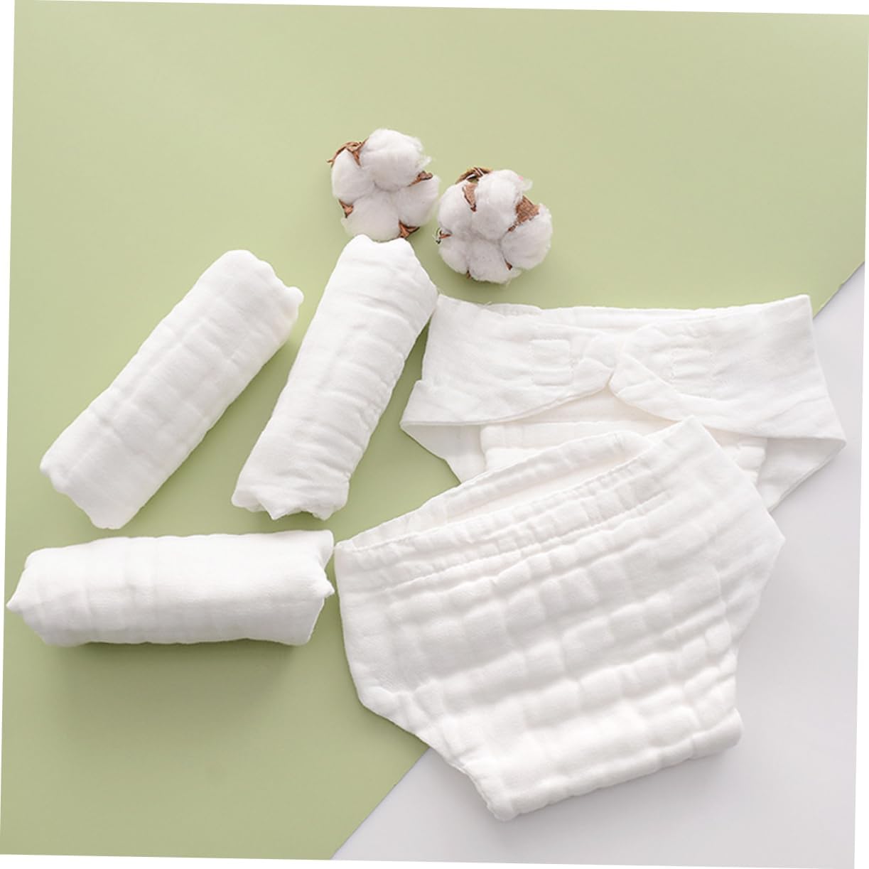 OUNONA 5pcs Washable Cloth Diapers for Soft Cotton Nappy Liners Highly Absorbent and Breathable s for Newborns Months Reusable Burp Cloths White