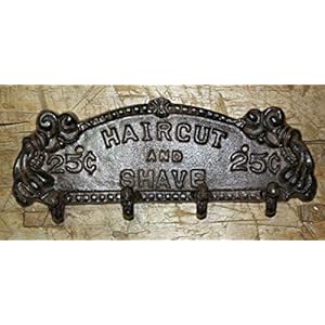 Castironsignssuppliesforhaircutshave25centscoathattowlhookhangerrackforhomedecorwalldecor Urban Country Home Decor Cast iron signs supplies for hair cut shave 25 cents coat hat towl hook hanger rack for home decor wall decor urban country home decor