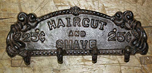 Castironsignssuppliesforhaircutshave25centscoathattowlhookhangerrackforhomedecorwalldecor Urban Country Home Decor Cast iron signs supplies for hair cut shave 25 cents coat hat towl hook hanger rack for home decor wall decor urban country home decor