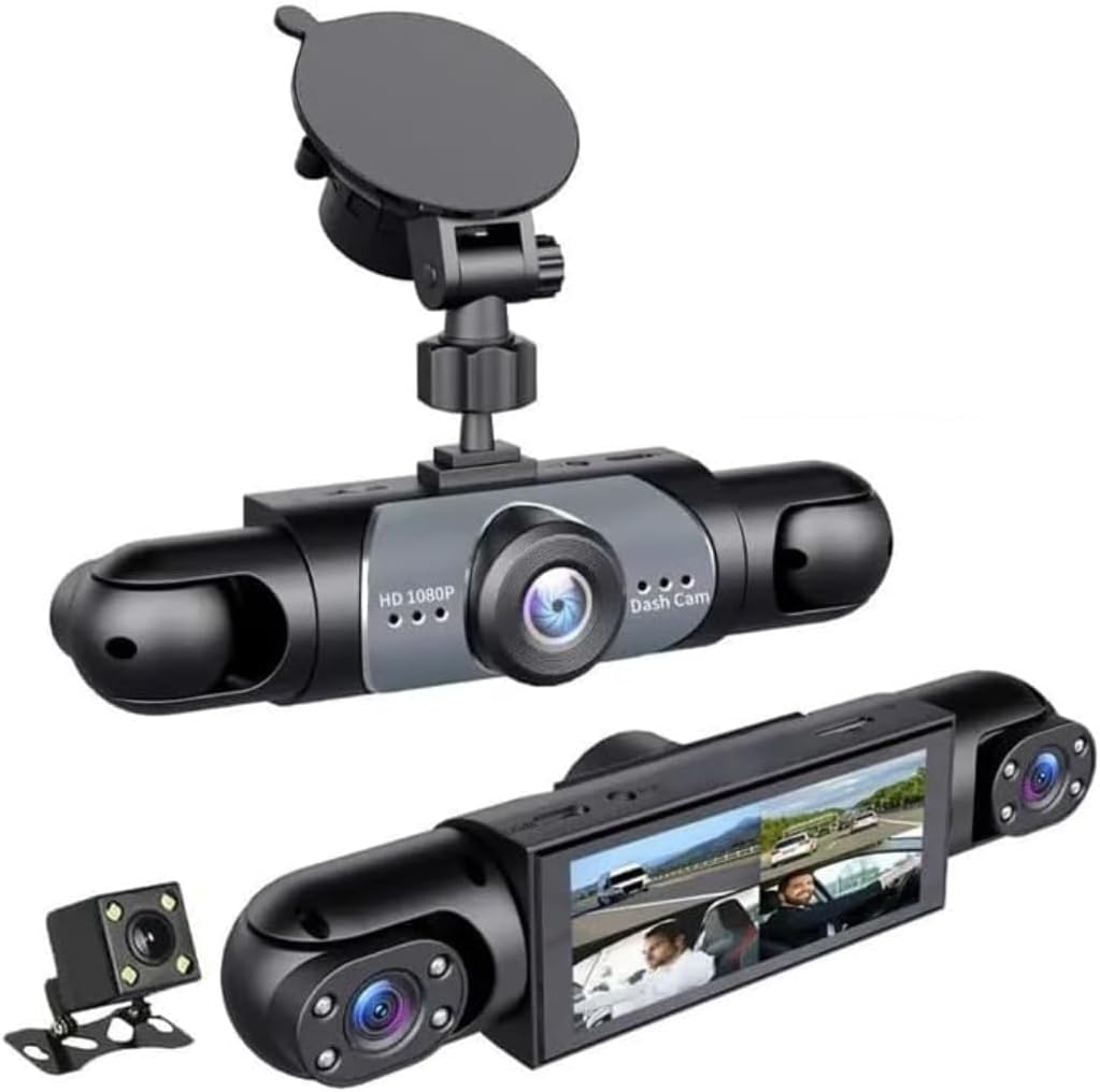 【128GB-New Launch Special】 Saker 4 Channel Dash Cam for Cars, 4K Front & 1080P Interior Rear Side Cameras, 360° Full View System with Night Vision, Parking Mode, Loop Recording (with 128GB SD Card)